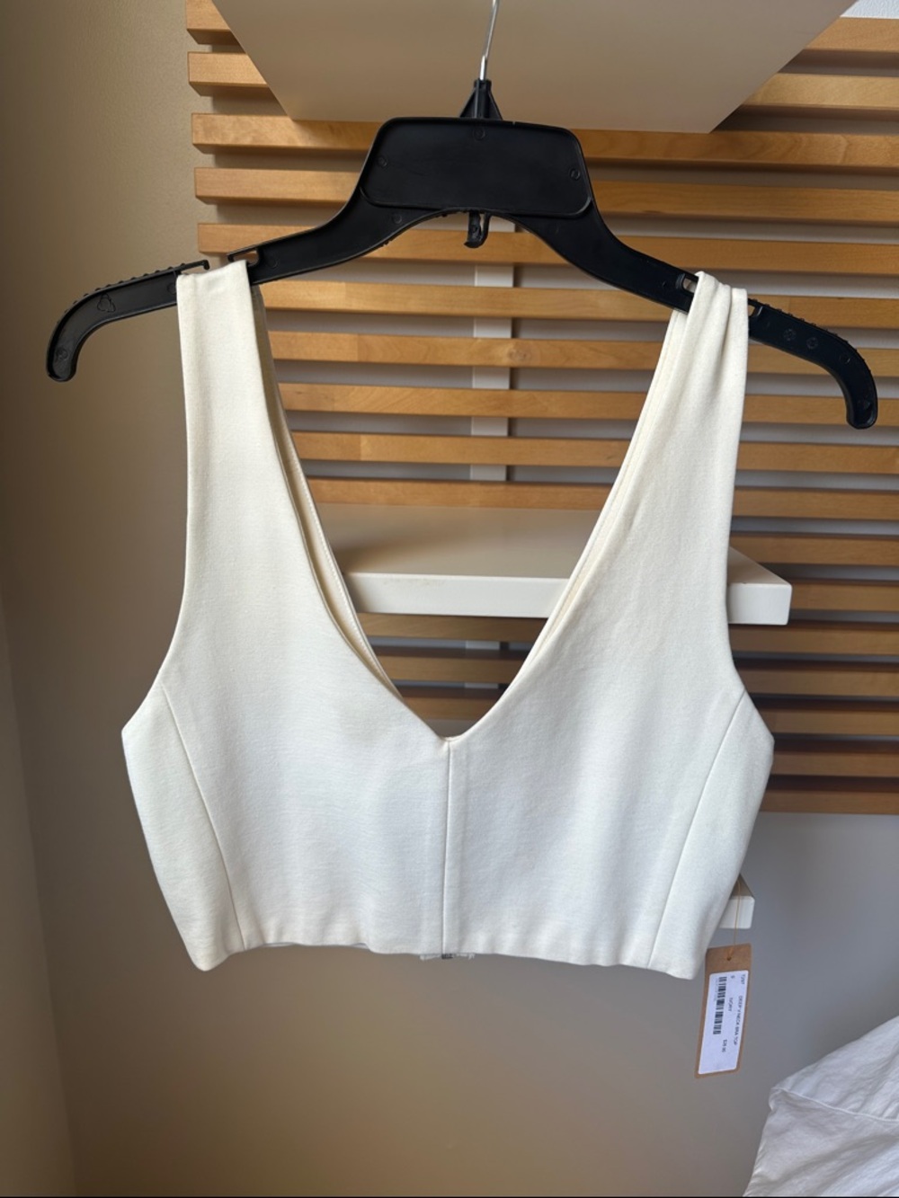 Kaitlyn Cream V-Neck Cropped Tank